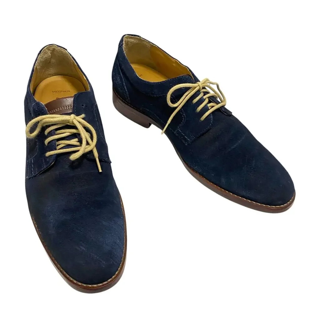 Johnston & Murphey Hartley Plain Toe Size 11 Blue Suede Dress Shoes